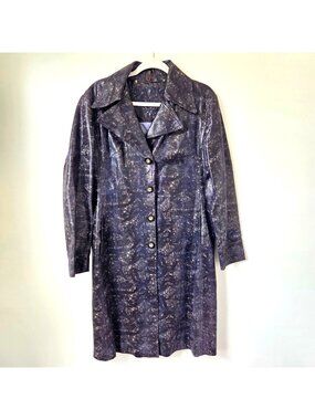 Vintage Davoucci Leather Trench Coat in Snakeskin Pattern Women's Size Large
